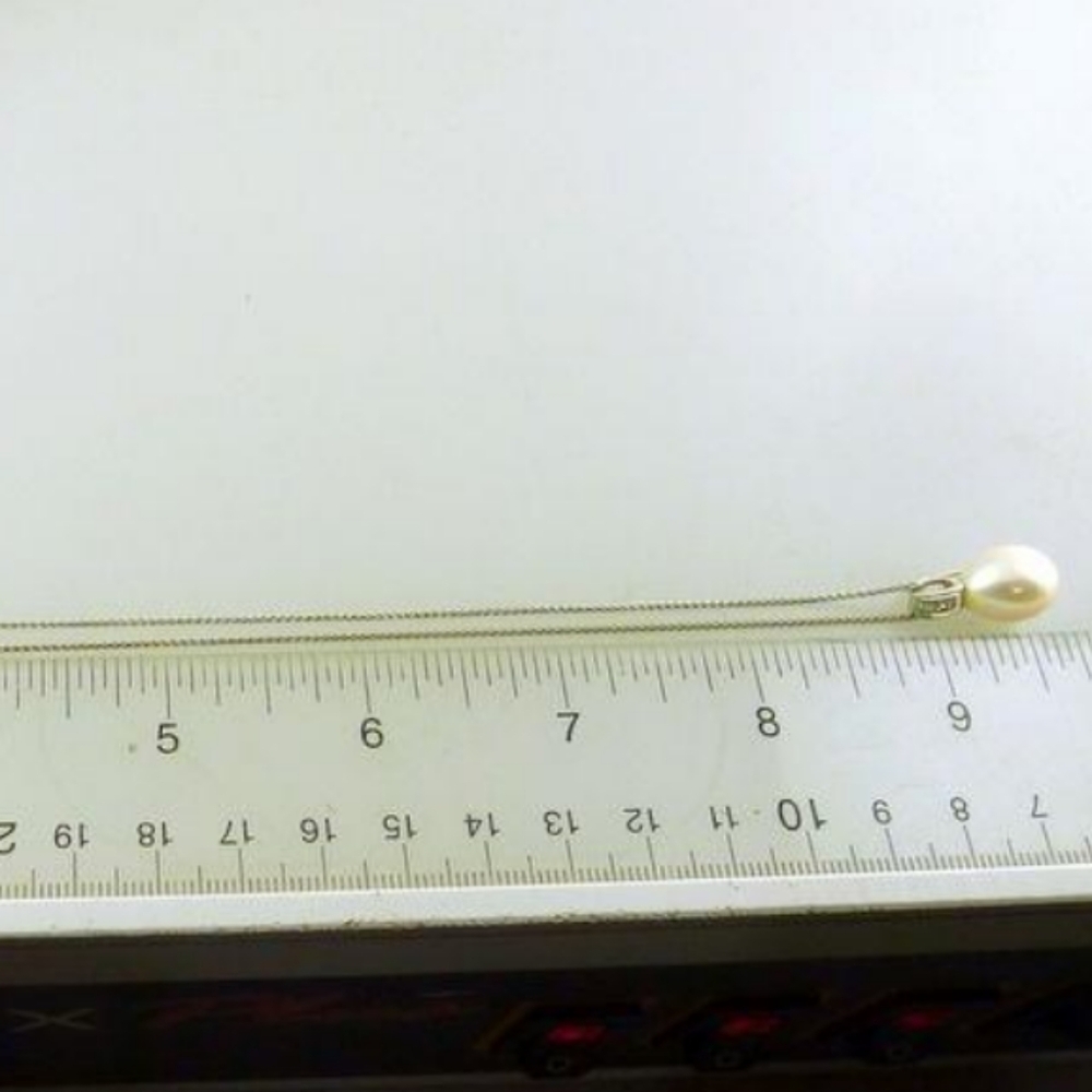 14k Solid White Gold Necklace With 14k Gold Pendant & 9mm Genuine Pearl Quartz - Picture 12 of 13